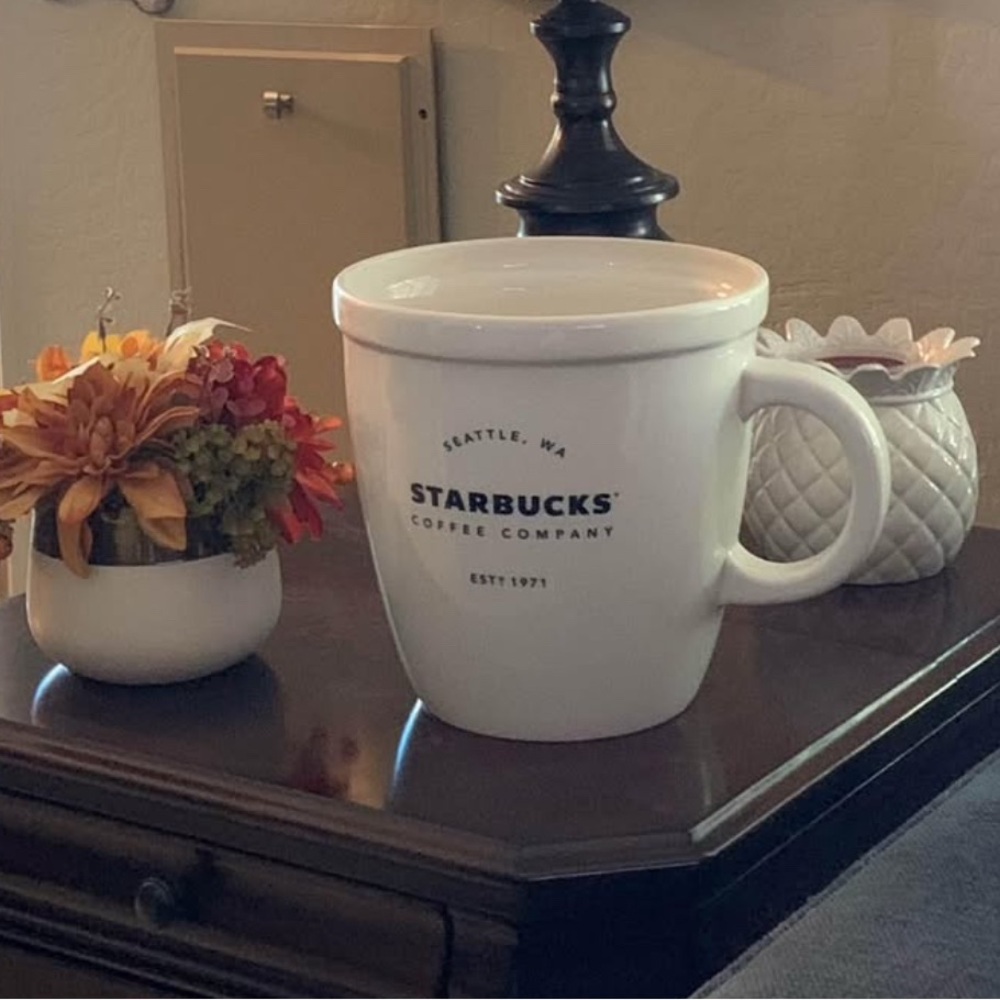 Starbucks White Mug with Navy Text